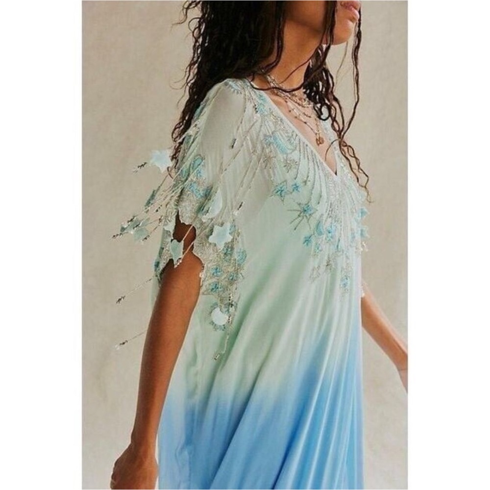 RARE Free People Esme Embellished Maxi Dress Stars Celestial